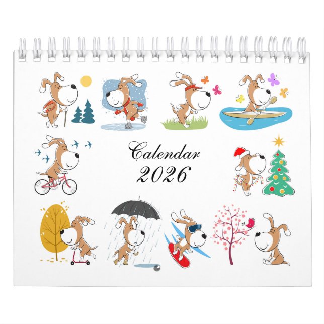 Cartoon Funny Cute Puppy Dog Lover 2026 Calendar Kalender (Titelbild)