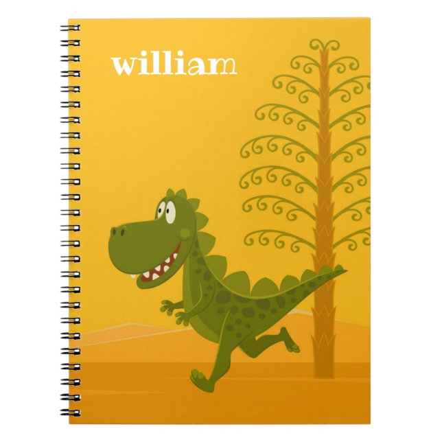 Cartoon Funny Dinosaur Jurassic Woodland Notizblock (Vorderseite)