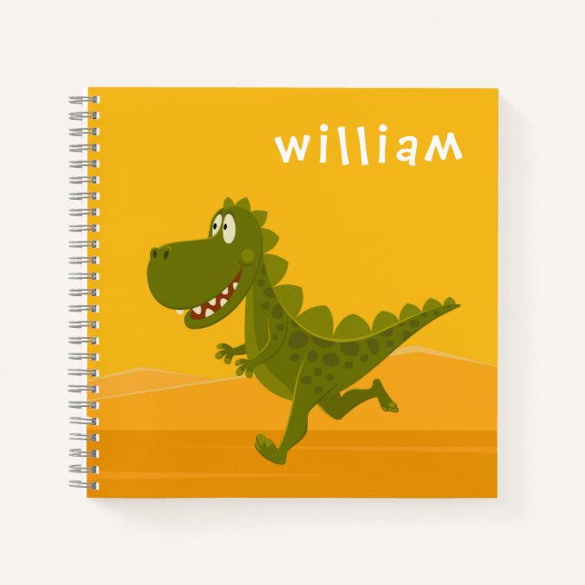Cartoon Funny Dinosaur Jurassic Woodland Notizbuch (Vorderseite)