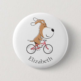 Cartoon Funny Dog Welpenfahrrad Fahrrad Button