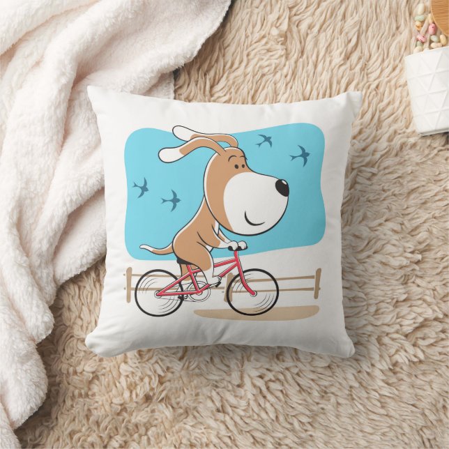 Cartoon Funny Dog Welpenfahrrad Radsport Kissen (Decke)