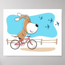 Cartoon Funny Dog Welpenfahrrad Radsport