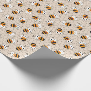 Cartoon Funny Honey Bee Honeycomb Muster Geschenkpapier