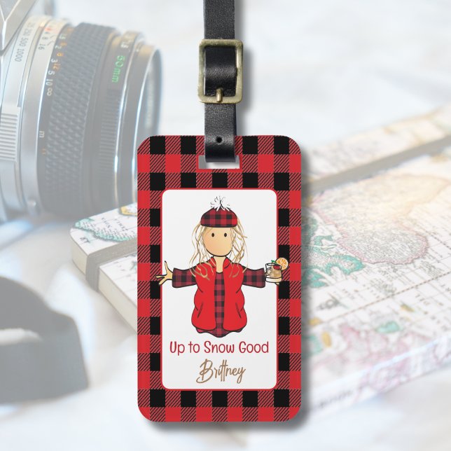 Cartoon Funny Lady Snow Sprichwort Winterwandern Gepäckanhänger (Von Creator hochgeladen)