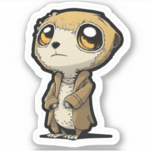 Cartoon Funny Meerkat en manteau Sticker