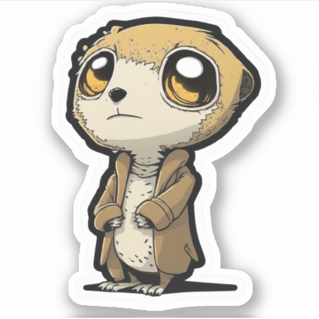 Cartoon Funny Meerkat in einem Cocktail Aufkleber (Vorderseite)
