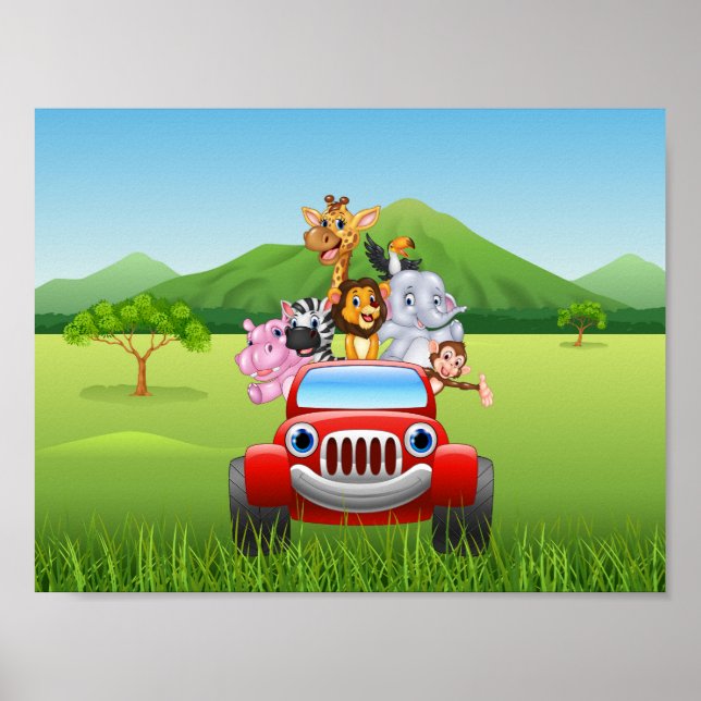 Cartoon funny safari animals poster (Vorne)