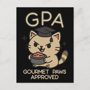 Cartoon Funny Scholar Cat Tunes Paws Ankündigungspostkarte