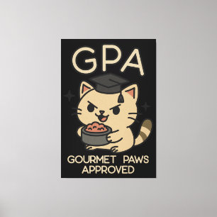 Cartoon Funny Scholar Cat Tunes Paws Leinwanddruck