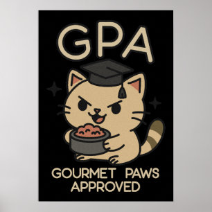 Cartoon Funny Scholar Cat Tunes Paws Poster