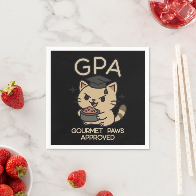 Cartoon Funny Scholar Cat Tunes Paws Serviette (Beispiel)
