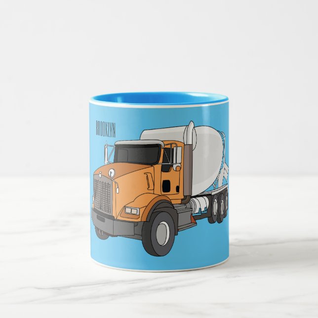 Cartoon für Betonmischer Zweifarbige Tasse (Mittel)