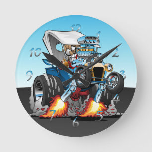 Cartoon für den benutzerdefinierten T-Eimer-Roads Runde Wanduhr