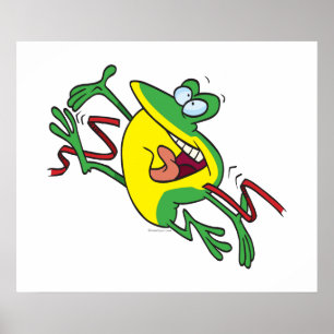 Cartoon für Froschüberquerung Poster