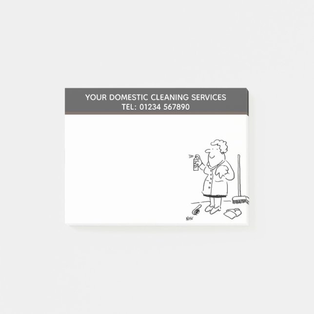 Cartoon für häusliche Reinigungsdienste zur Person Post-it Klebezettel (Vorderseite)