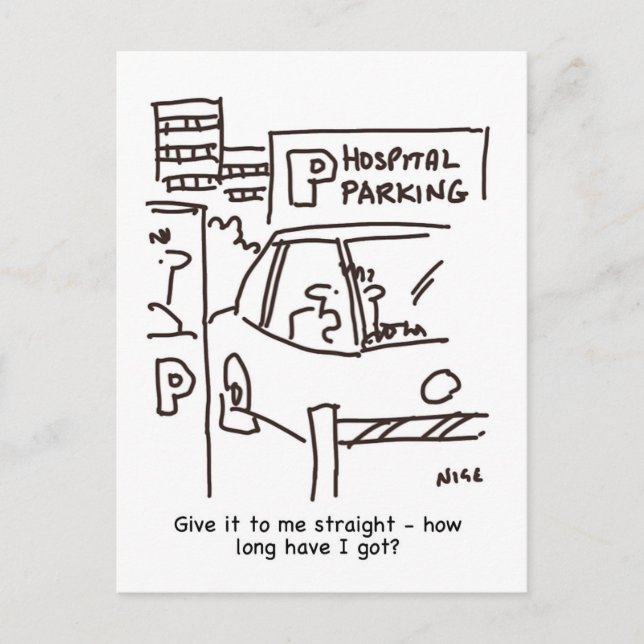 Cartoon für Krankenhausparken Postkarte (Vorderseite)