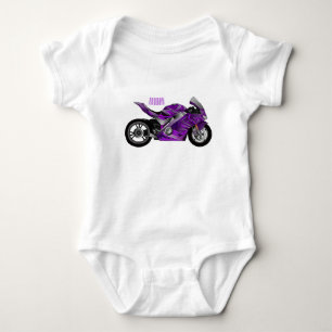 Cartoon für lila Motorräder Baby Strampler