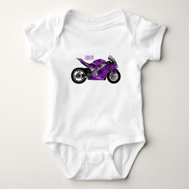 Cartoon für lila Motorräder Baby Strampler (Vorderseite)