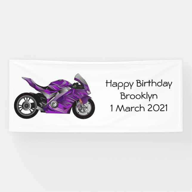 Cartoon für lila Motorräder Banner (Horizontal)