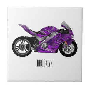 Cartoon für lila Motorräder Fliese