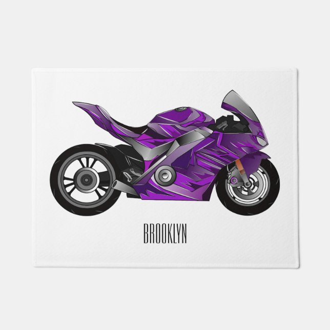 Cartoon für lila Motorräder Fußmatte (Vorderseite)