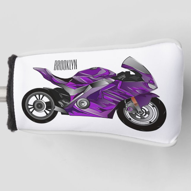 Cartoon für lila Motorräder Golf Headcover (Vorderseite)