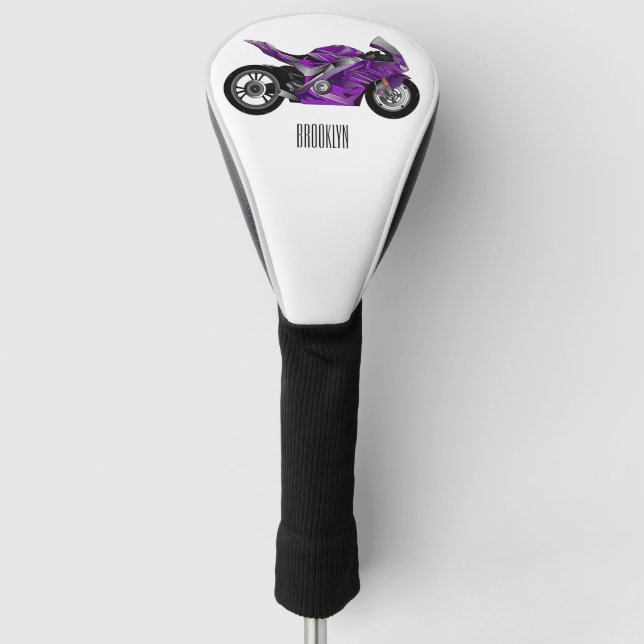 Cartoon für lila Motorräder Golf Headcover (Vorderseite)