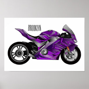 Cartoon für lila Motorräder Poster