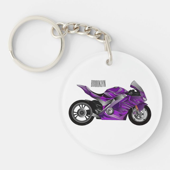 Cartoon für lila Motorräder Schlüsselanhänger (Vorderseite)