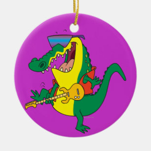 Cartoon für lustige Rock- und Rollkrokodile Keramik Ornament