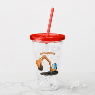 Cartoon für niedlich-orange-Bagger Acryltrinkbecher