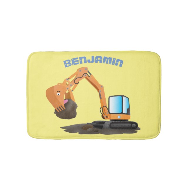 Cartoon für niedlich-orange-Bagger Badematte (Vorderseite)