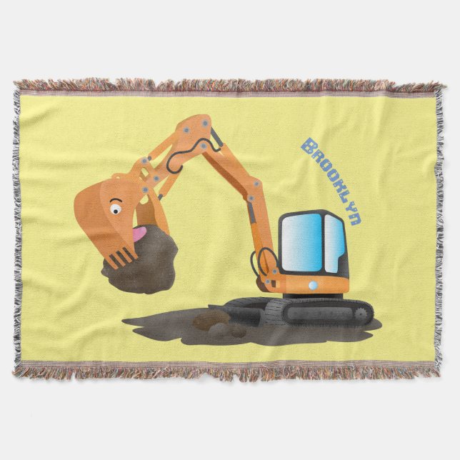 Cartoon für niedlich-orange-Bagger Decke (Vorderseite)