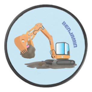 Cartoon für niedlich-orange-Bagger Eishockey Puck