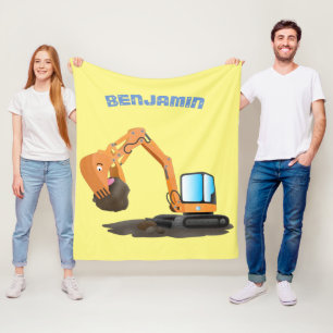 Cartoon für niedlich-orange-Bagger Fleecedecke