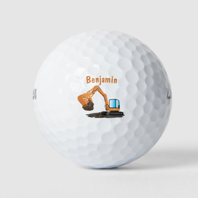 Cartoon für niedlich-orange-Bagger Golfball (Vorderseite)