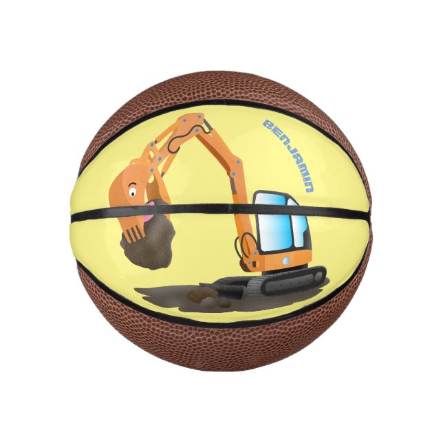 Cartoon für niedlich-orange-Bagger Mini Basketball (Vorderseite)