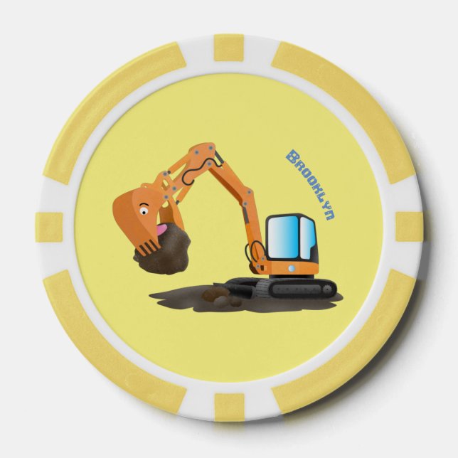 Cartoon für niedlich-orange-Bagger Pokerchips (Vorderseite)