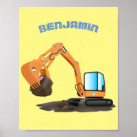 Cartoon für niedlich-orange-Bagger