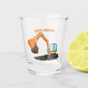 Cartoon für niedlich-orange-Bagger Schnapsglas
