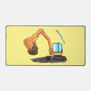 Cartoon für niedlich-orange-Bagger Schreibtischunterlage