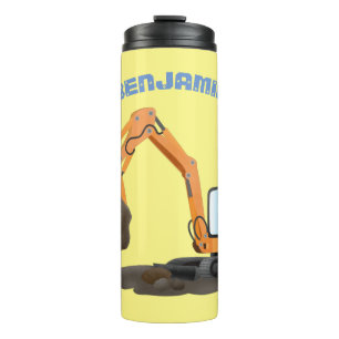 Cartoon für niedlich-orange-Bagger Thermosbecher