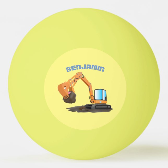 Cartoon für niedlich-orange-Bagger Tischtennisball (Vorderseite)