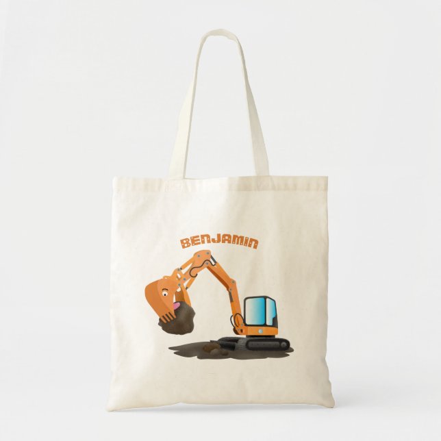 Cartoon für niedlich-orange-Bagger Tragetasche (Vorne)