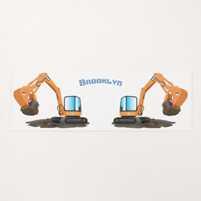 Cartoon für niedlich-orange-Bagger Yogamatte (Vorderseite (Horizontal))