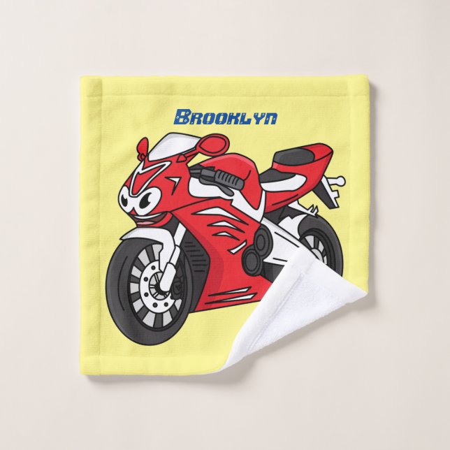 Cartoon für niedliche Motorräder Badhandtuch Set (Waschlappen)
