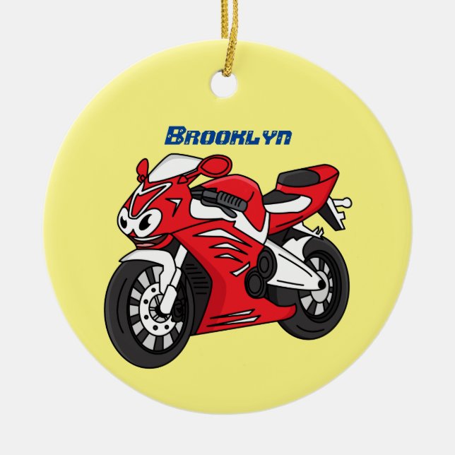 Cartoon für niedliche Motorräder Keramik Ornament (Vorne)
