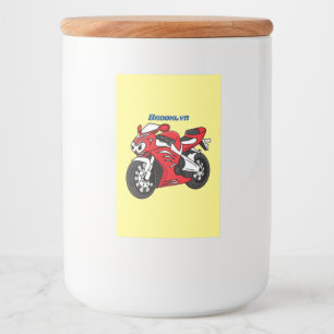 Cartoon für niedliche Motorräder Lebensmitteletikett