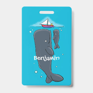 Cartoon für niedliche Wale und Segelboote Ausweis