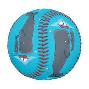 Cartoon für niedliche Wale und Segelboote Baseball